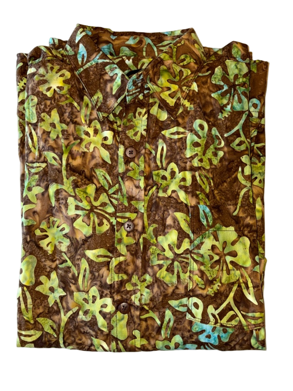 Pete Huntington Bali Handcrafted Cotton Shirt Tropical Print Size L